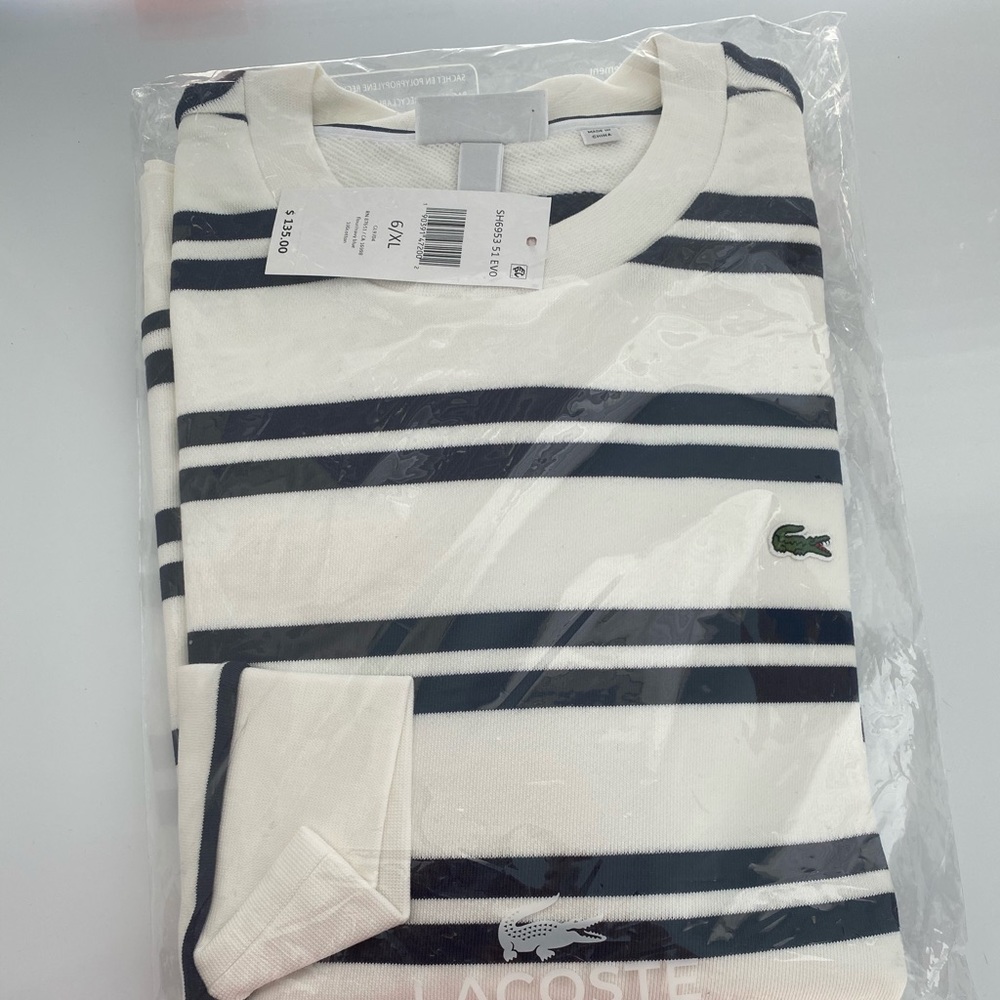 Men’s brand new striped Lacoste sweater